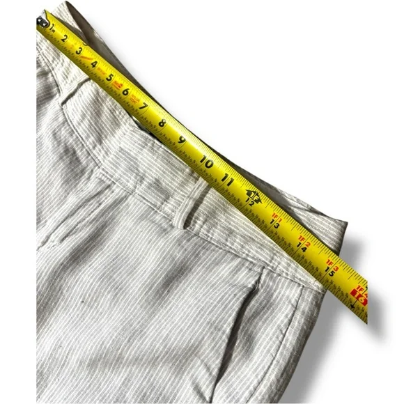 Banana Republic Elegant Cream Pinstripe Straight Flare Leg Size 4 Linen Trousers - Picture 5 of 13
